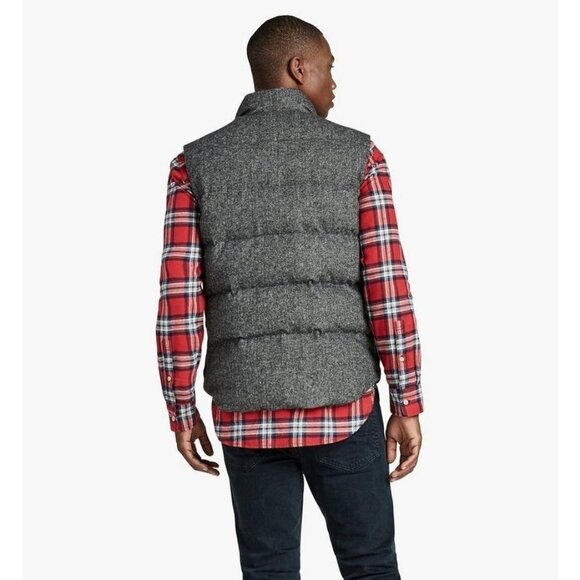 Lucky Brand Down Mens Medium Quilted Puffer Vest Herringbone Sycamore Casual - Picture 2 of 12